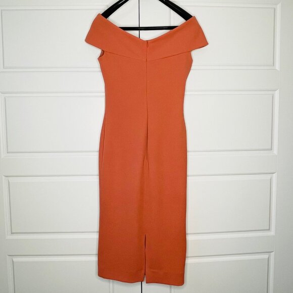 Dress the Population Terracotta Cowl Neck Midi Dress – Size Medium - Picture 3 of 8